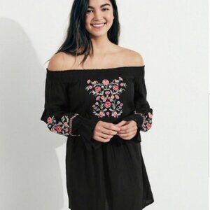 NWT Hollister off shoulder floral embroidered long sleeve dress